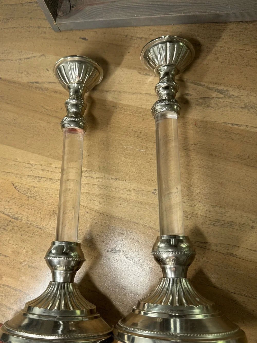 Corinthian Style Silver-Plated Candlesticks, set of 2